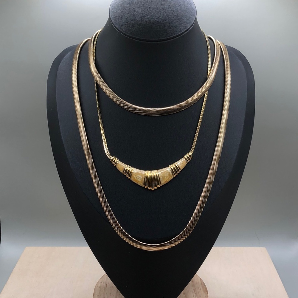 Curated bundle costume statement look vintage and retro style necklaces.